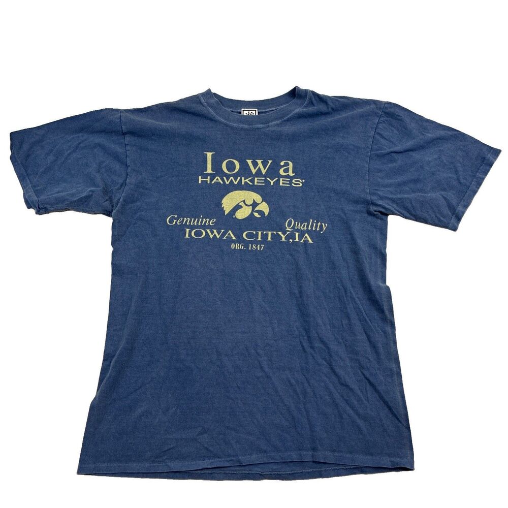 Vintage Iowa Hawkeyes Shirt Mens Large Blue College Single Stitch Savvy 90’s Y2K